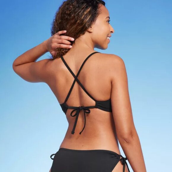 NWT Shade & Shore Women's Longline Keyhole Underwire Bikini Top - Black - Picture 2 of 5